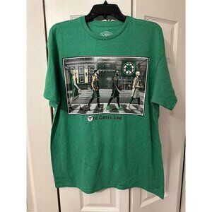 Boston Celtics White Brown Tatum Porzingis Mens Size L Green T Shirt